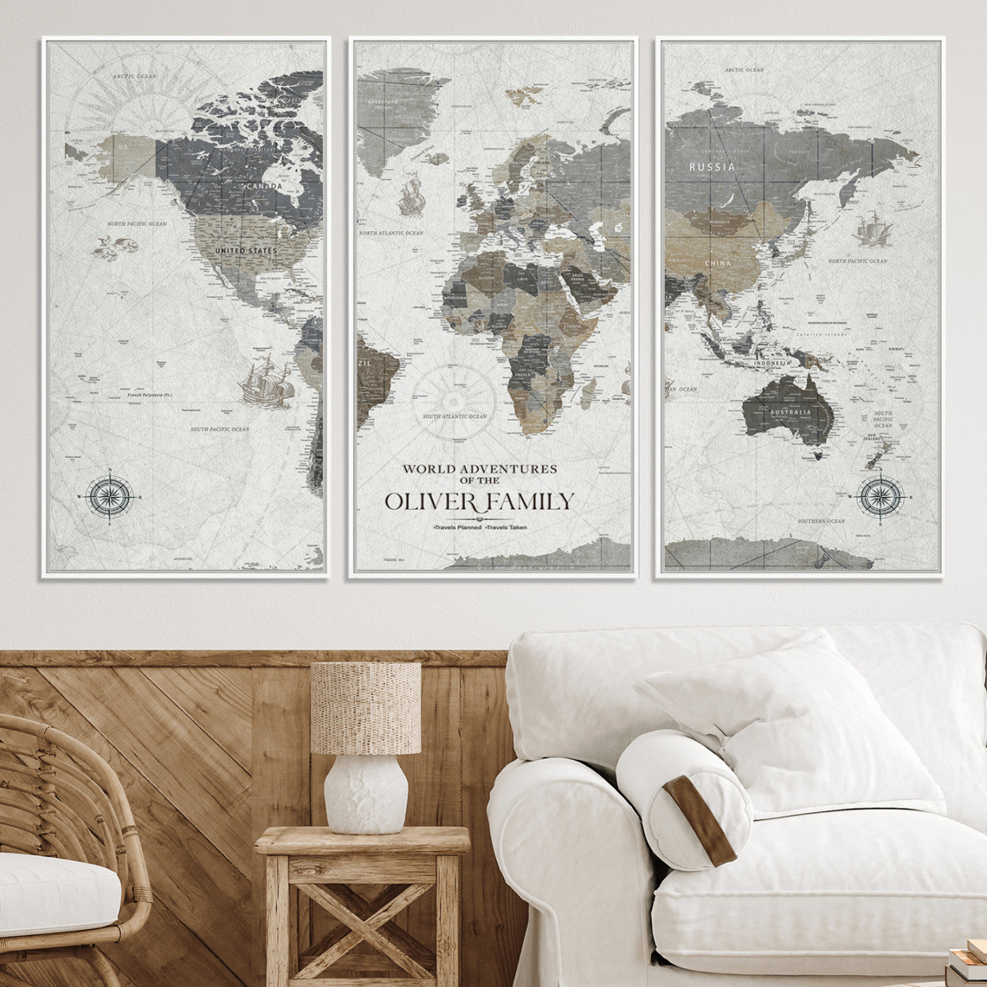 24596128-MGV-CV-36X24-Custom Push Pin World Map Wall Canvas Print – Personalized Travel Tracker with Pins – Framed Large Multi-Size Canvas for Home Office Decor