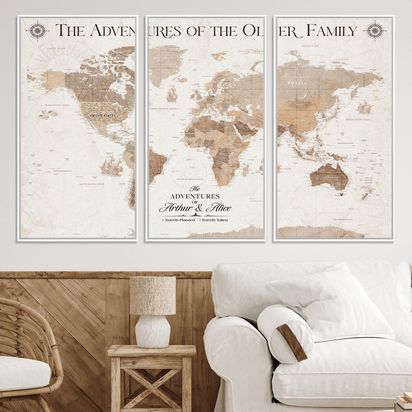 58395047-MGV-CV-36X24-Custom Push Pin World Map Wall Canvas Print – Personalized Travel Tracker with Pins – Framed Large Multi-Size Canvas for Home Office Decor