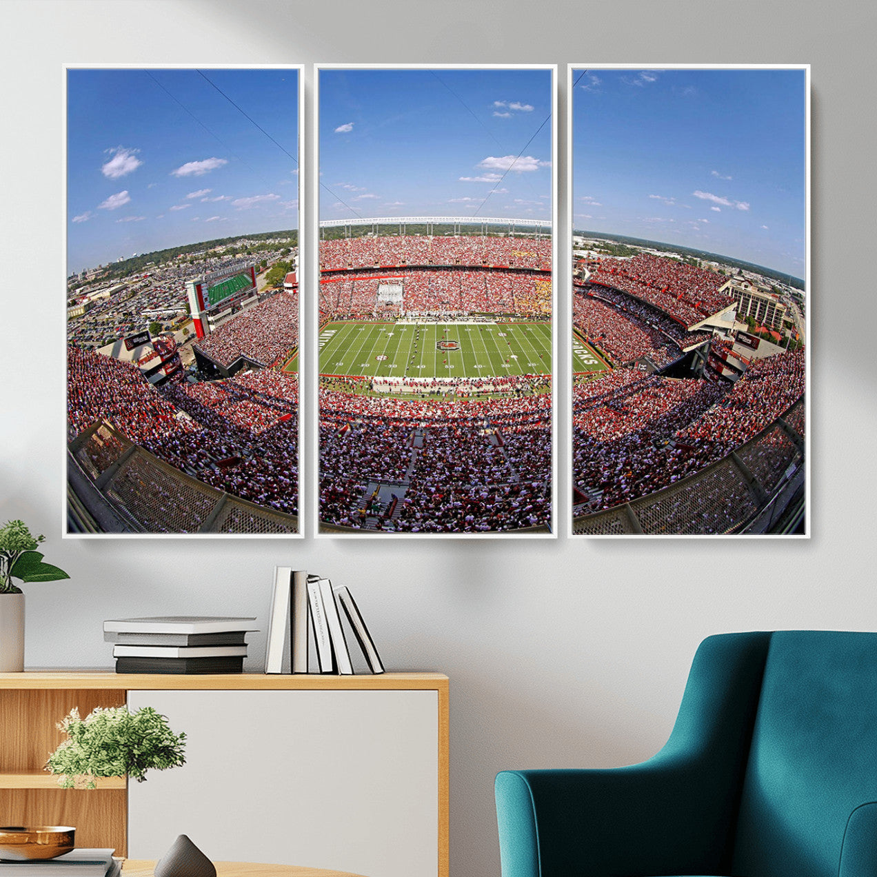 29492070-MGV-FC-48X32-3P - William Brice Stadium Wall Art Canvas Print – Stadium Crowd Sports Field Outdoor Event Football Game Artwork for Home Office
