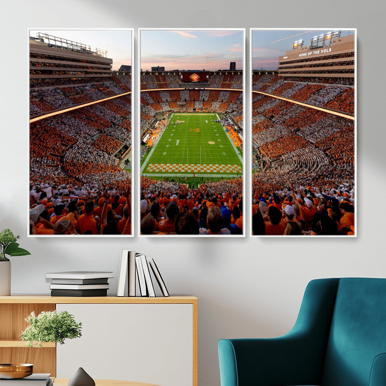 37160229-MGV-CV-36X24 - Tennessee Neyland Stadium Wall Art, Sports Arena Canvas Print, Panoramic Stadium Canvas Artwork for Home, Office