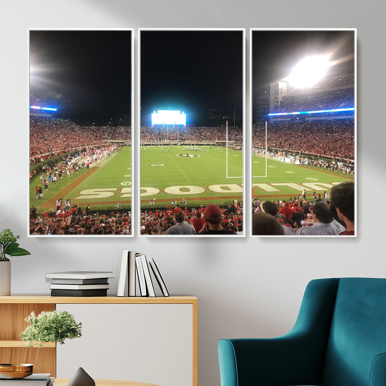 16230786-MGV-FC-48X32-3P - Dooley Stadium Wall Art, Sports Arena Panoramic Canvas Print, Modern Stadium Landscape Artwork for Home, Office