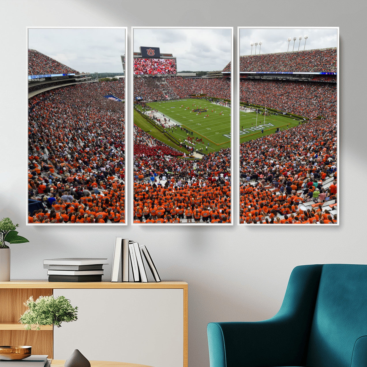 39597998-MGV-CV-36X24-Jordan-Hare Stadium Wall Art Canvas Print, College Sports Art for Man Cave or Game Room, Framed Alabama Football Decor