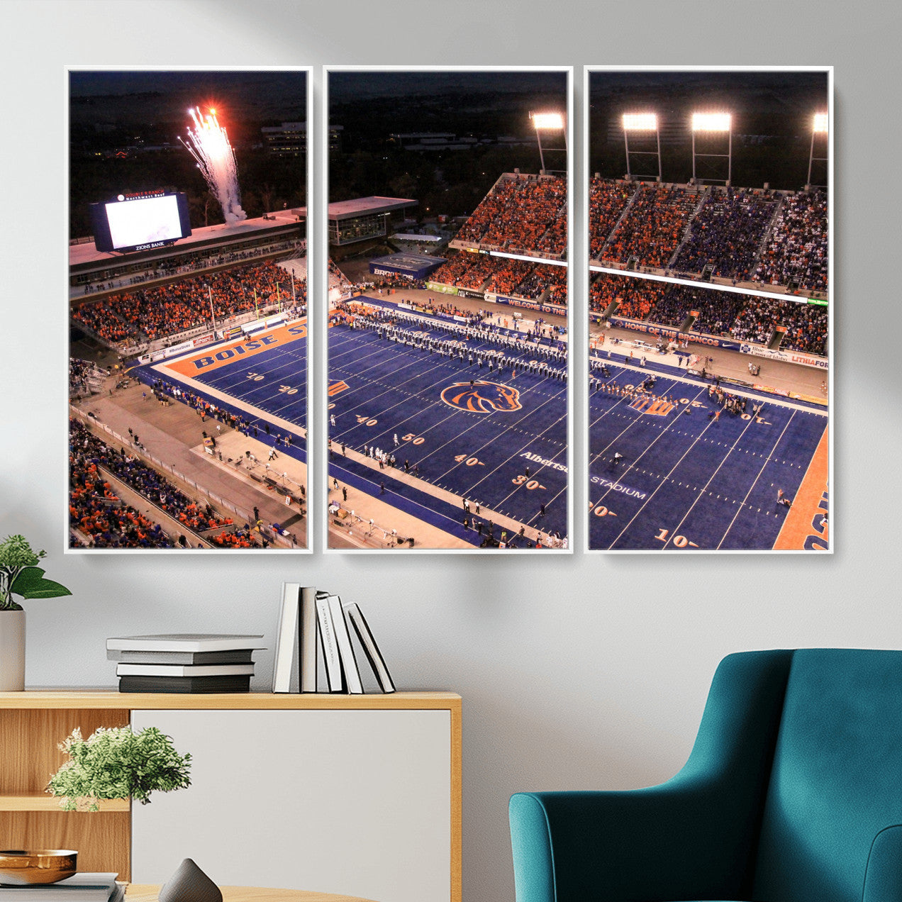 BS1001S-MGV-FC-48X32-3P - Boise State Broncos Albertsons Stadium Wall Art Canvas Print