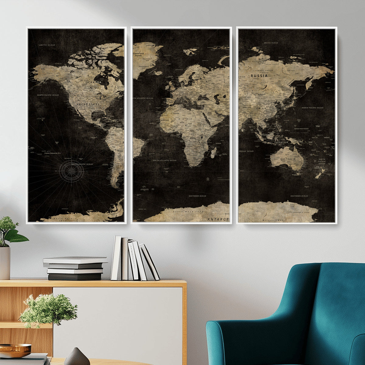 60653880-MGV-CV-36X24 - Push Pin World Map Canvas Wall Art Print, Interactive Travel