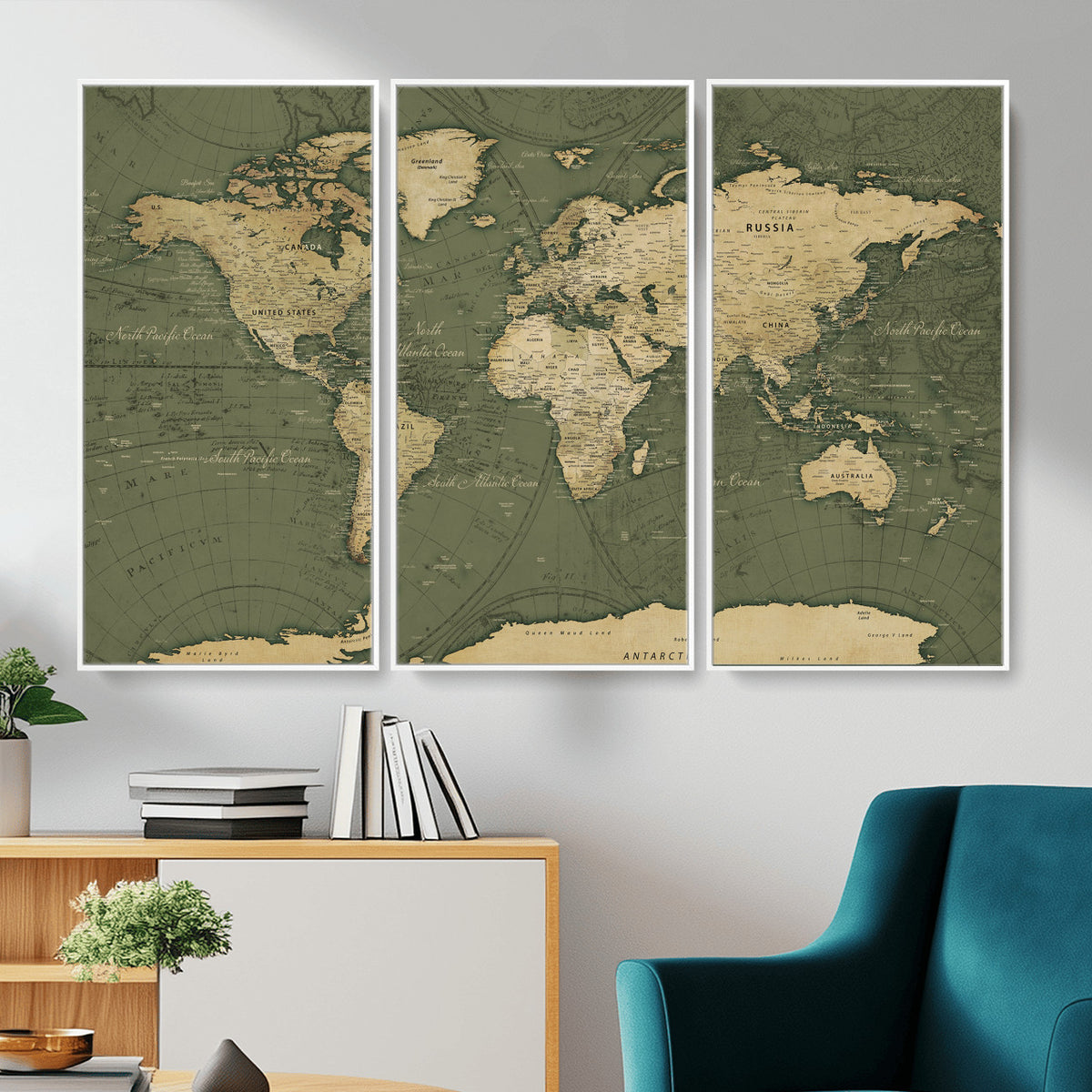 75846040-MGV-CV-36X24 - Large World Map Canvas Wall Art Print for Study Room Decor -