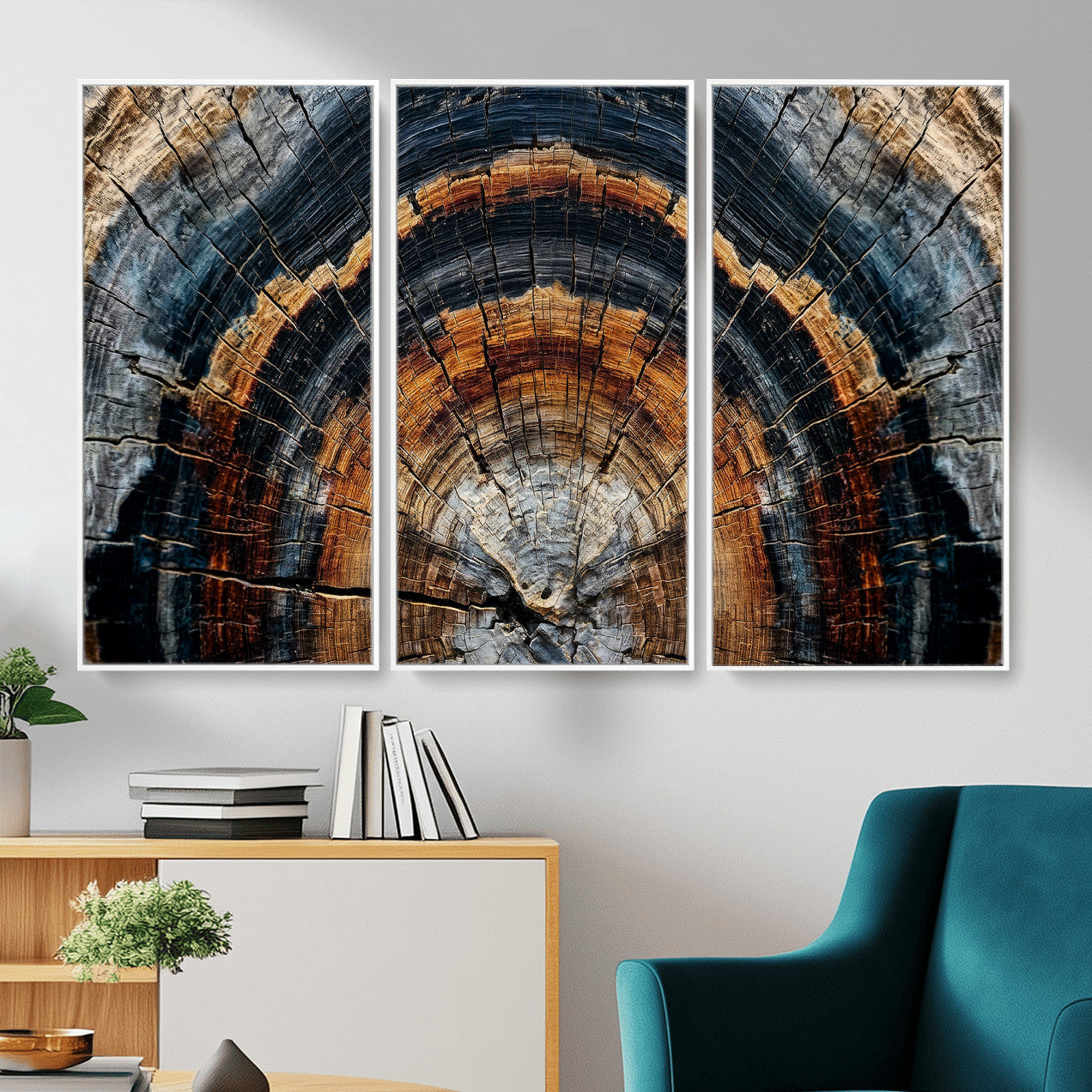 92693966A-MGV-CV-36X24 - Abstract Wood Grain Canvas Print, Tree Ring Pattern Wall Art, Framed Canvas Ready to Hang