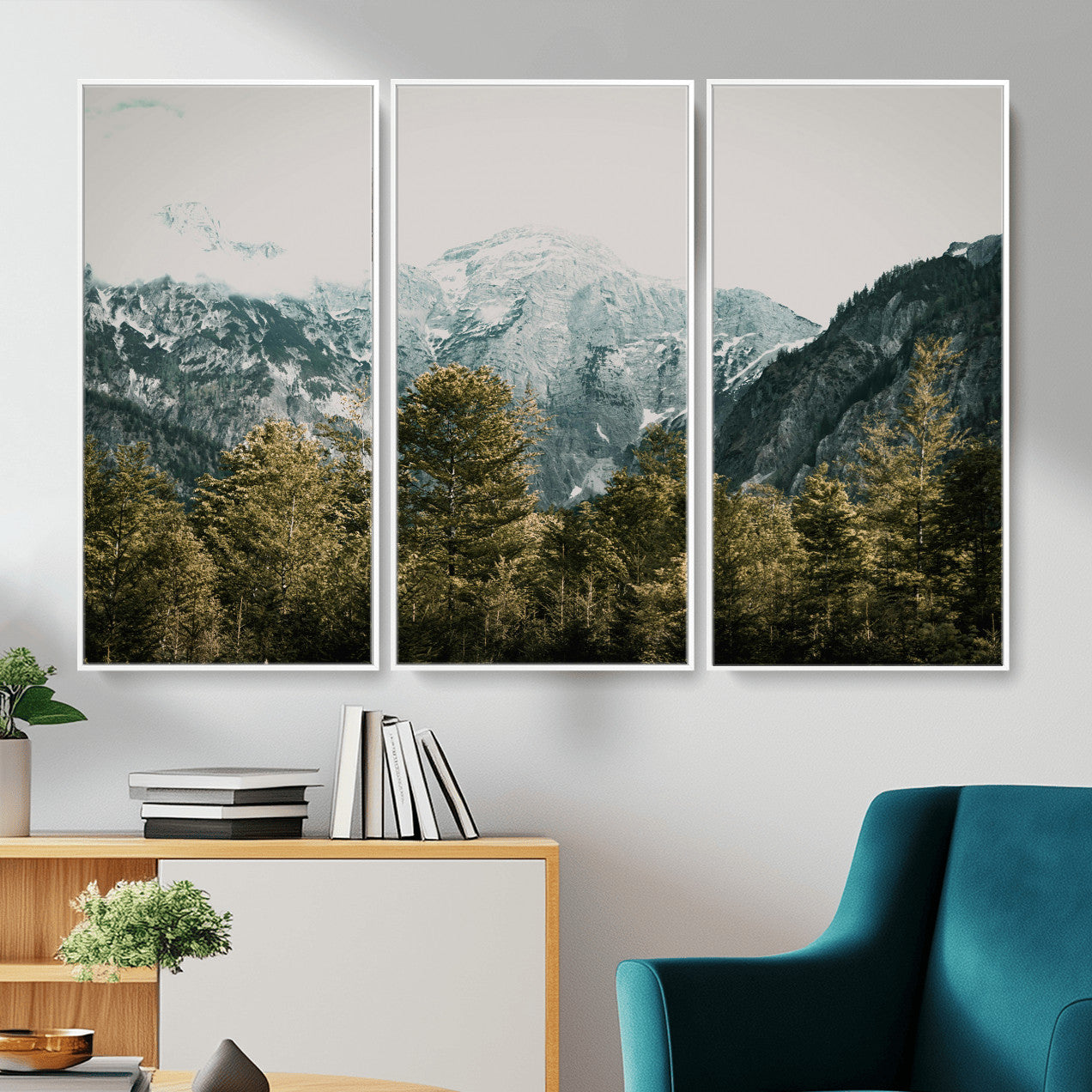 48479662-MGV-CV-36X24 - Mountain Forest Wall Art Canvas Print, Alpine Landscape Nature Photography, Moody Wilderness Wall Decor