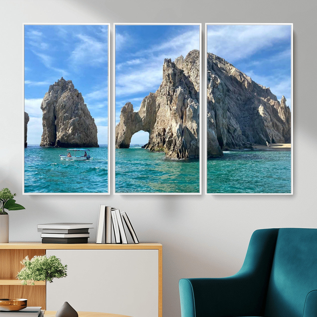 20946478-MGV-CV-36X24 - El Arco Cabo San Lucas Ocean Arch Wall Art Canvas Print, Baja California Rock Arch Seascape Canvas Print, Mexico Coastal Landmark Scenic Art Printing