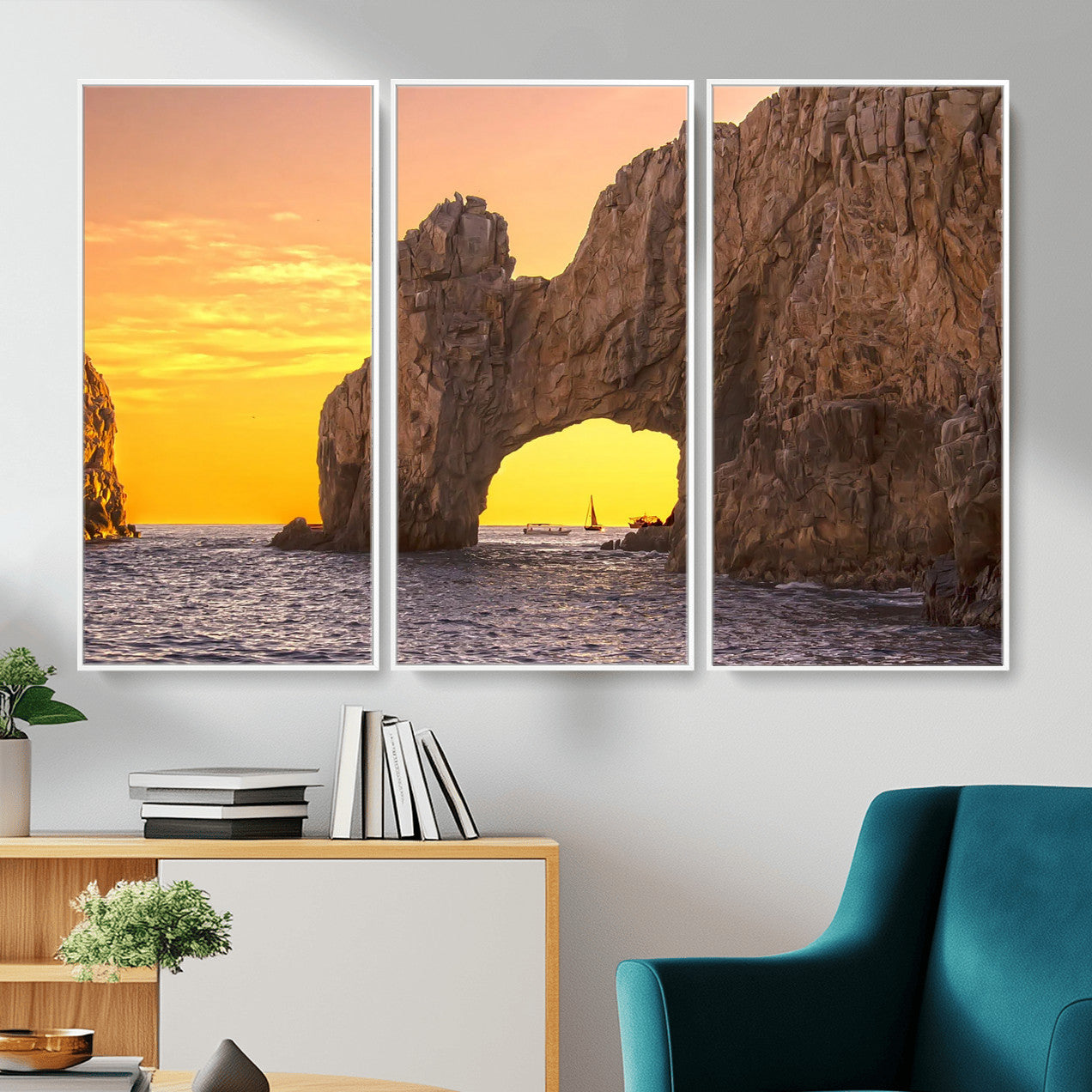 66414515-MGV-CV-36X24 - El Arco Cabo San Lucas Ocean Arch Wall Art Canvas Print, Baja California Rock Arch Seascape Canvas Print, Mexico Coastal Landmark Scenic Art Printing