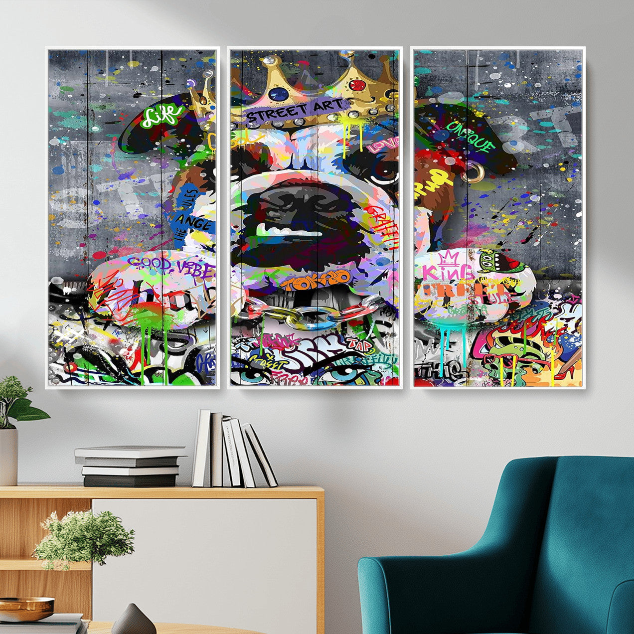 45209731-MGV-CV-36X24 - Dog Wall Decor for Teen Bedroom Decor - Graffiti Animal Canvas Wall Art for Teen Room Decor - Abstract Wall Painting Ready to Hang