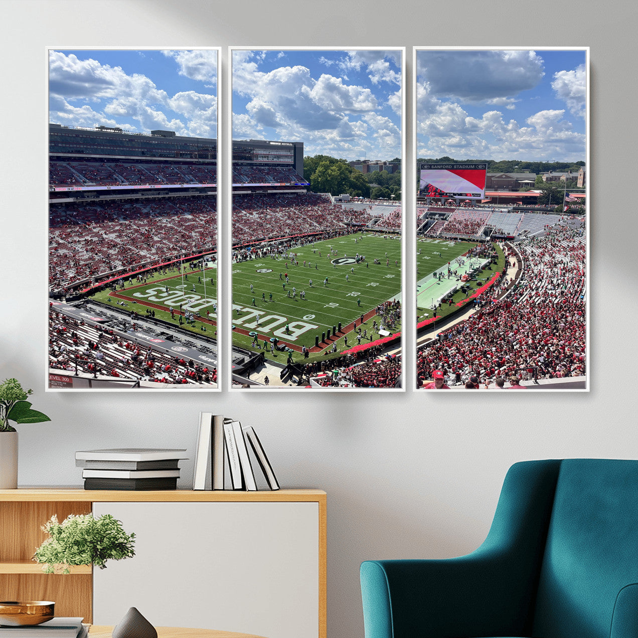 10665453-MGV-CV-36X24 - Georgia Bulldogs Stadium Wall Art Canvas Print, Sanford Stadium Football Field Panorama, College Football Game Day Wall Decor