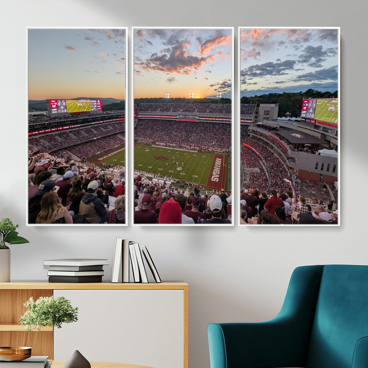 71837429-MGV-CV-36X24 - Donald W. Reynolds Razorback Stadium Wall Art Canvas Print – Arkansas Razorbacks Football Artwork for Home, Office, and Sports Room Decor