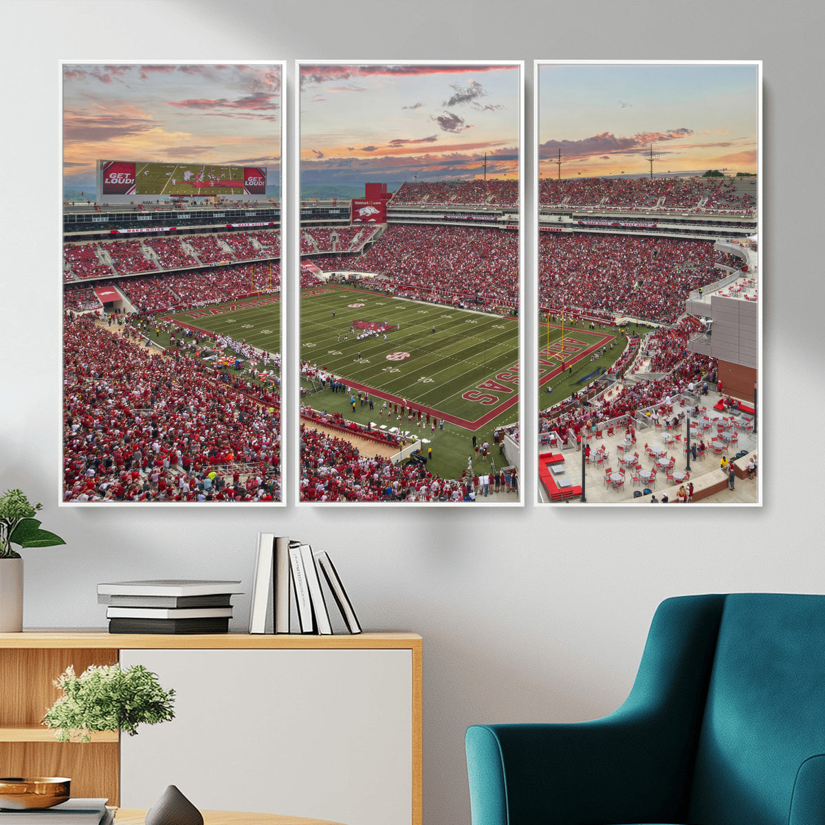 82233065-MGV-CV-36X24 - Donald W. Reynolds Razorback Stadium Wall Art Canvas Print – Arkansas Razorbacks Football Artwork for Home, Office, and Sports Room Decor