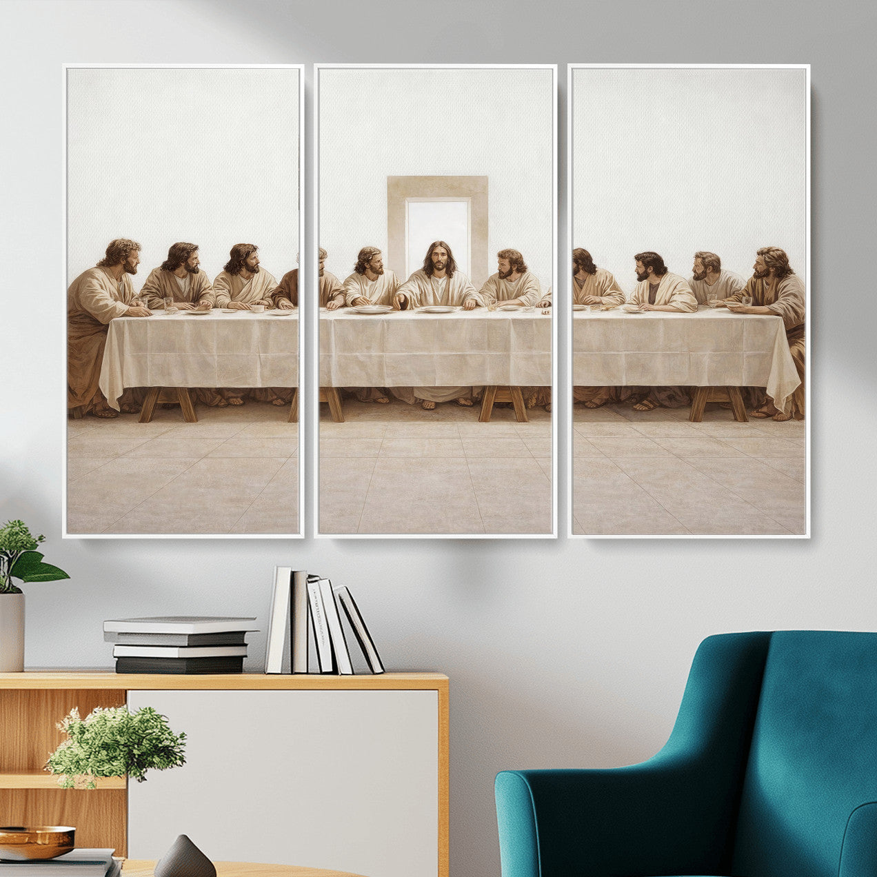 76380069-MGV-CV-36X24 - The Last Supper Wall Art Canvas Print, Jesus Christ Biblical Scene Canvas Print, Christian Religious Artwork for Church Living Room Decor