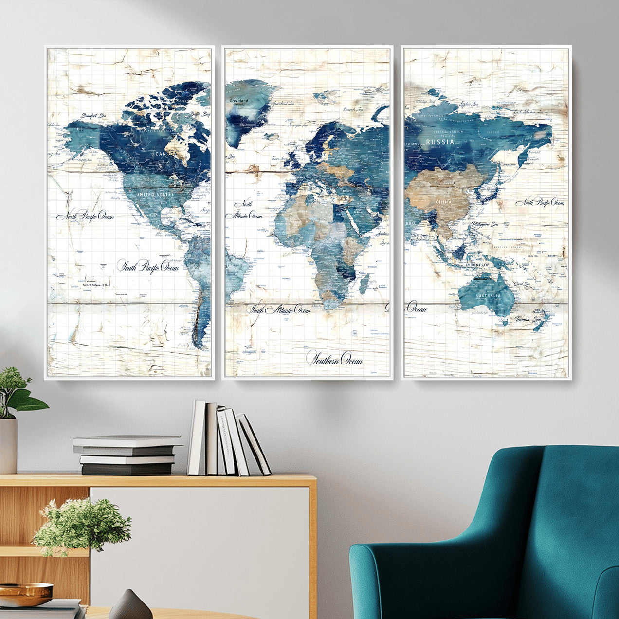 86799232-MGV-CV-36X24 - Watercolor World Map Canvas Wall Art Print – Abstract Colorful Travel Wall Decor