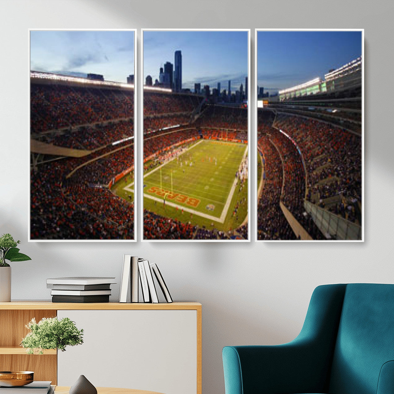 50691720-MGV-CV-36X24 - Chicago Bears Soldier Field Canvas Wall Art, NFL Stadium Panorama Print, Football Arena Photography for Sports Fans