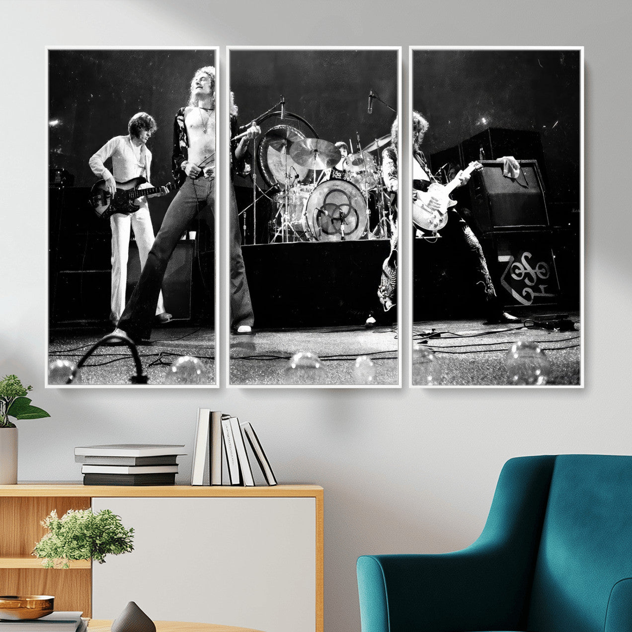 Led Zeppelin Live Concert Canvas Wall Art, Classic Rock Band