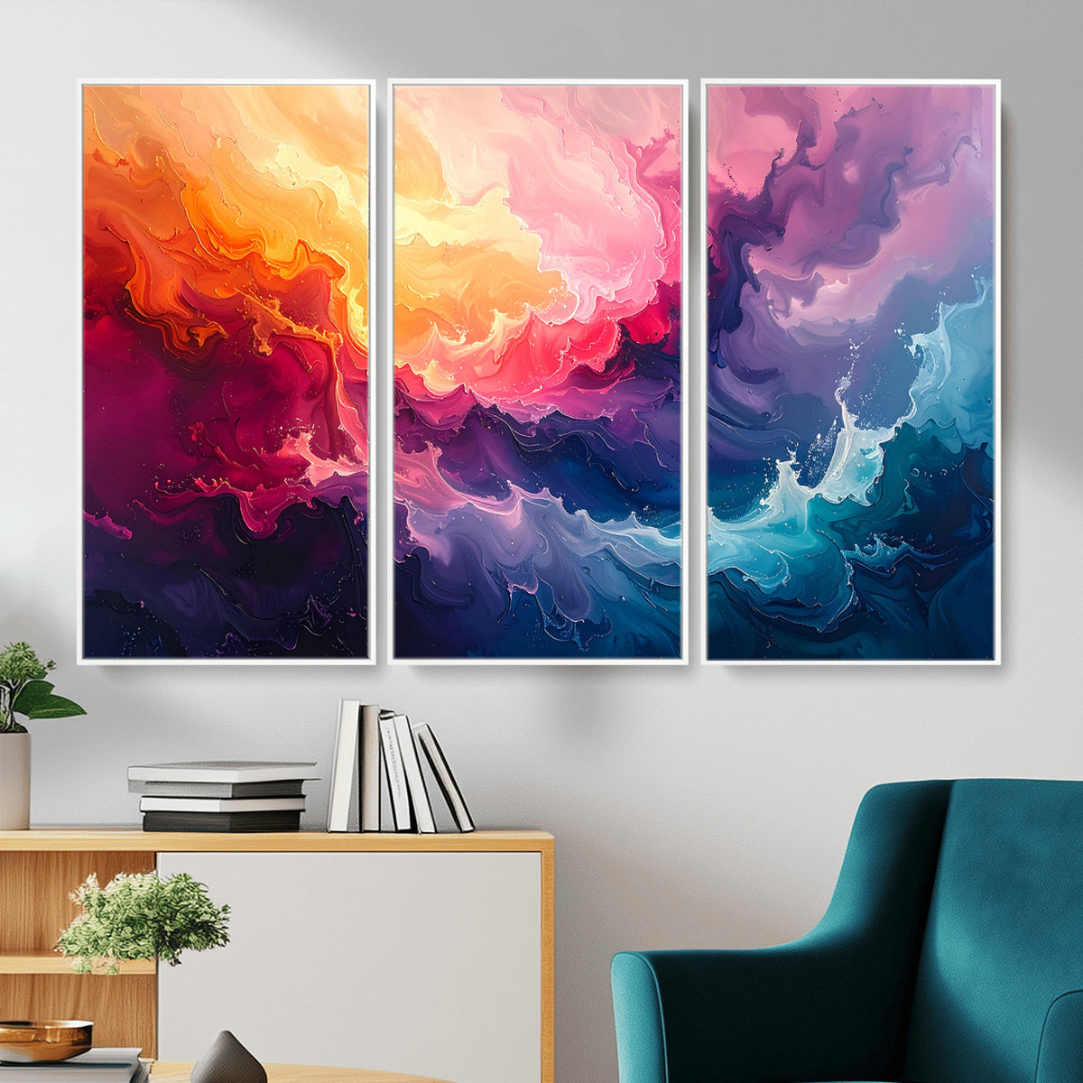 16157633-MGV-CV-36X24 - Large Colorful Abstract Canvas Wall Art Print, Vibrant Popup Color Art Print