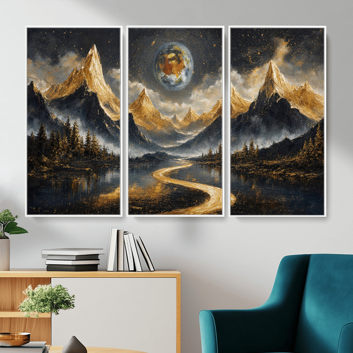 34202127-MGV-CV-36X24 - Abstract Mountain Wall Art Canvas Print Modern Landscape Painting Print