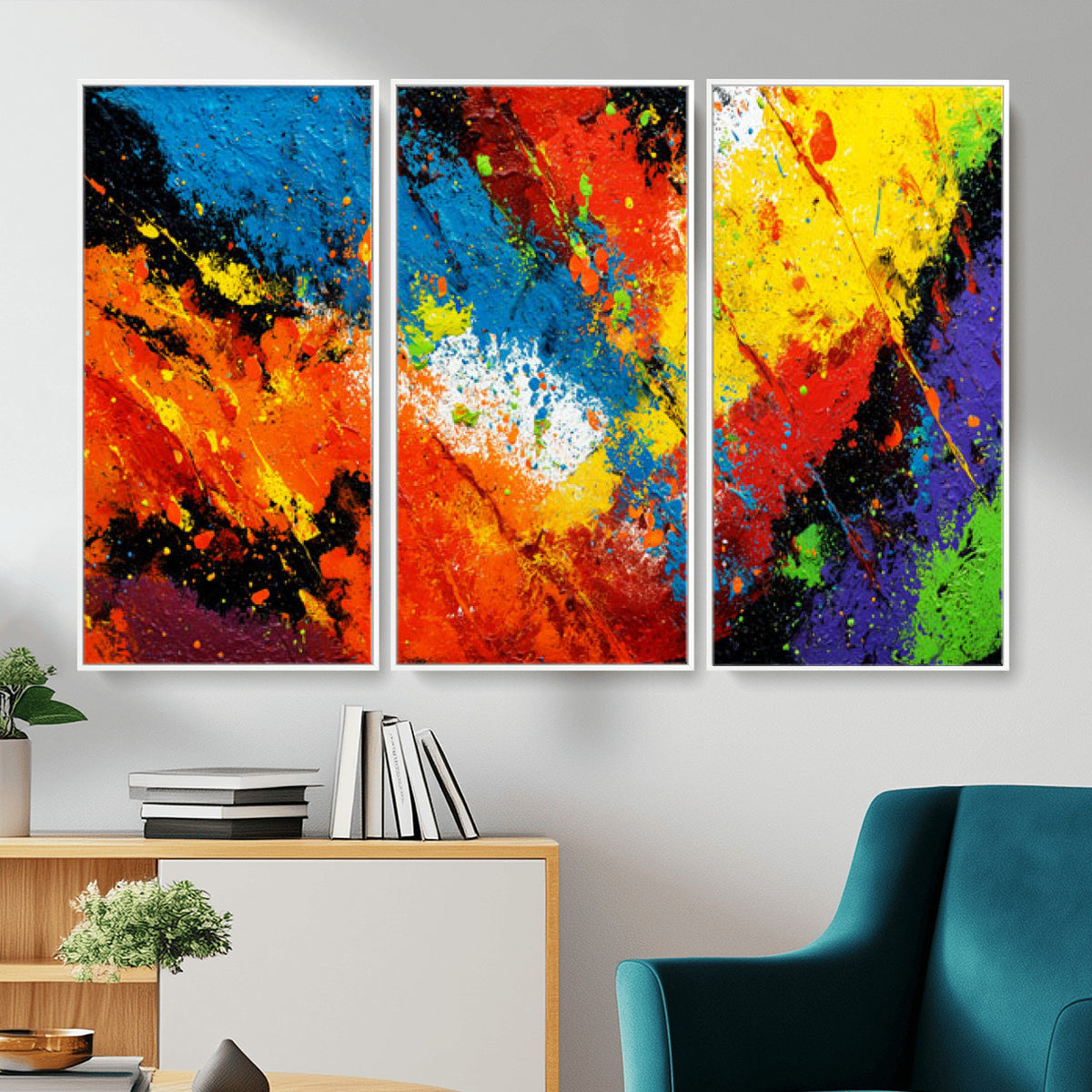 74888753-MGV-CV-36X24 - Vibrant Blue Abstract Canvas Wall Art Colorful Impasto Oil Painting Print