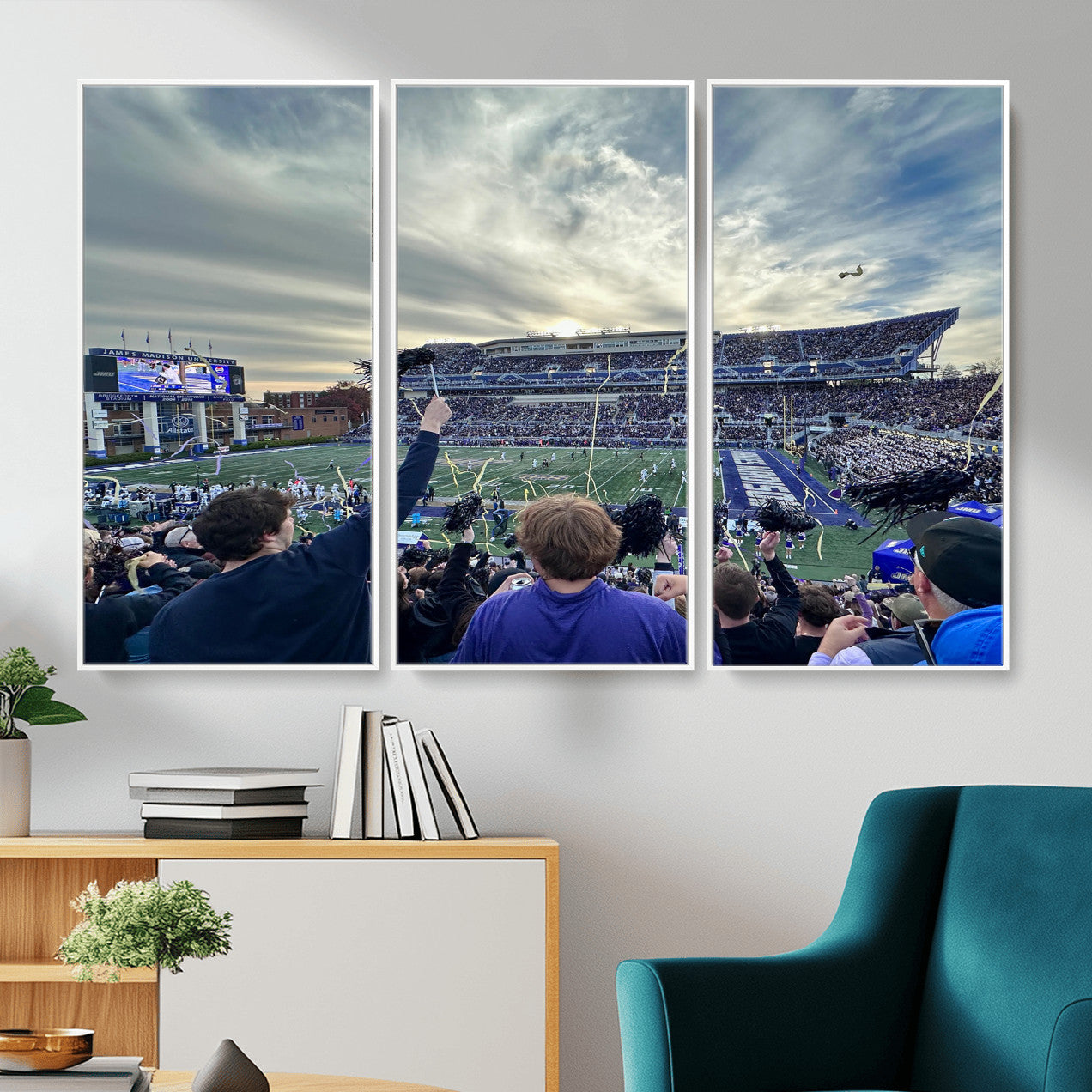 400867JMU-MGV-CV-36X24 - JMU Stadium Wall Art Canvas Print for Game Room Decor - James Madison University Stadium
