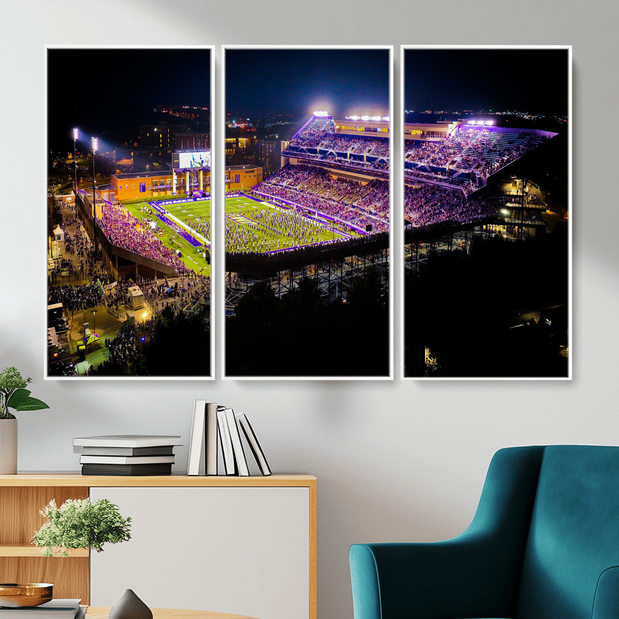 400867JMU2-MGV-CV-36X24 - JMU Stadium Wall Art Canvas Print for Game Room Decor - James Madison University Stadium