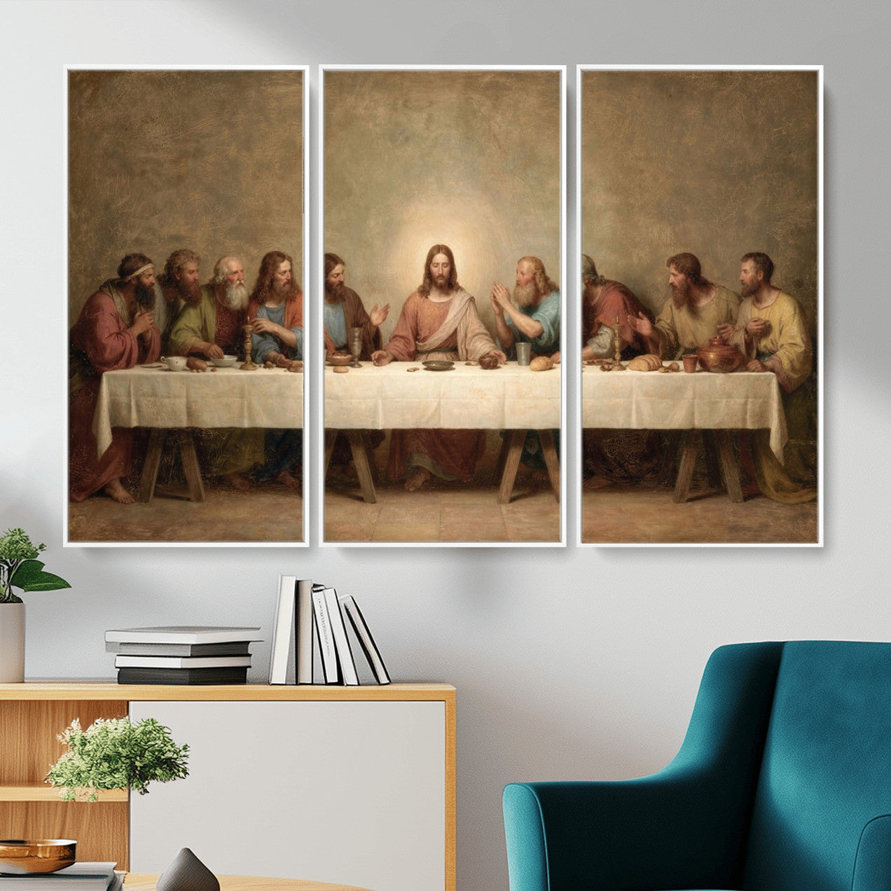 50761248-MGV-CV-36X24 - The Last Supper of Jesus Christ Wall Art Canvas Print - Classical Christian Faith Home Decor