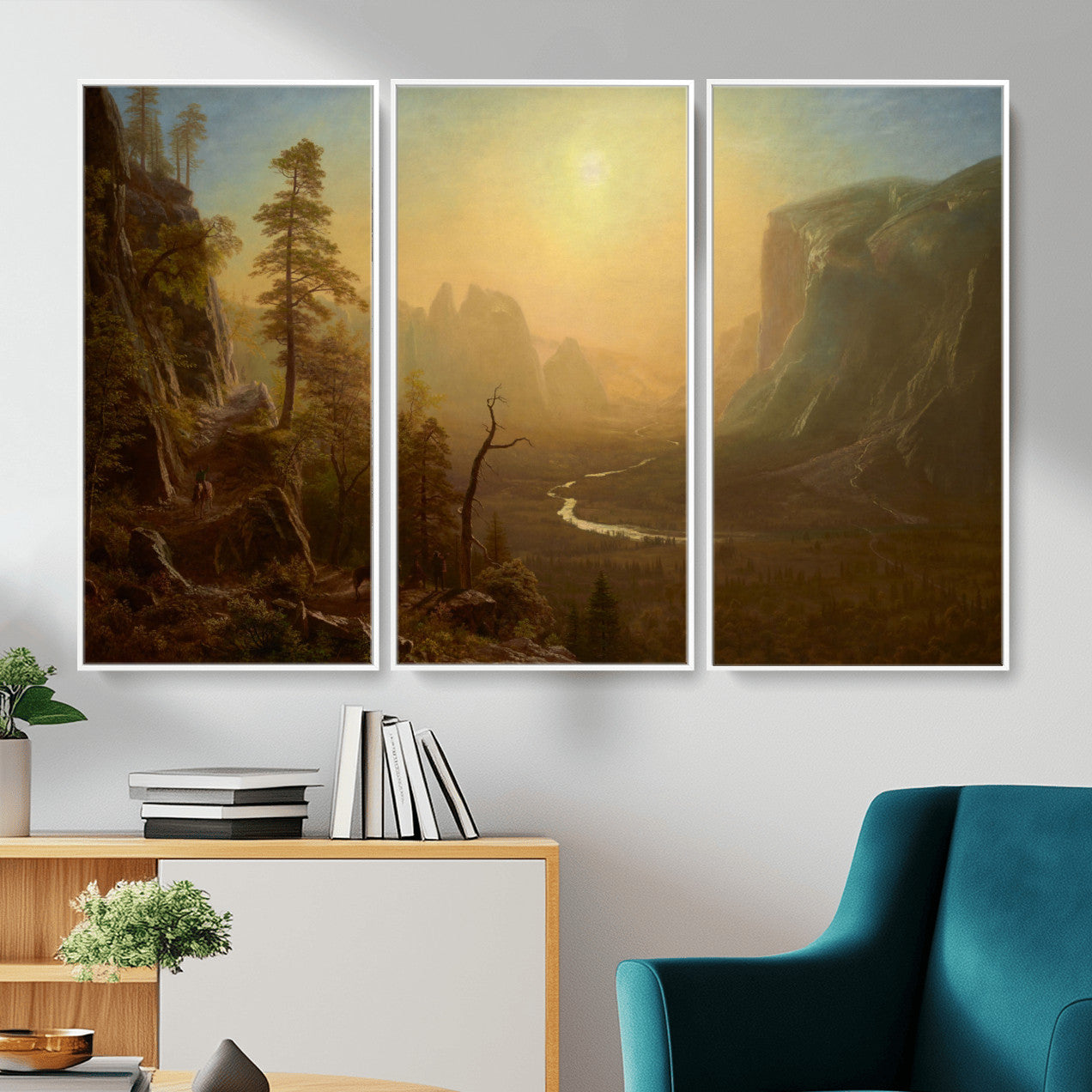 32350988-MGV-CV-36X24 - Albert Bierstadt Among the Sierra Nevada California Yosemite Wall Art Canvas Print, Classic Fine Art Painting Print