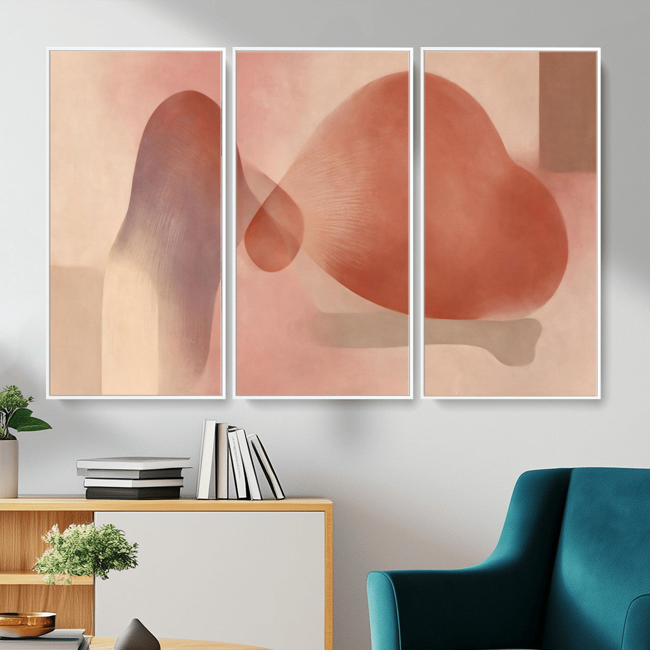85110643-MGV-CV-36X24 - Vinna Begin Calin Biomorphic Abstract Wall Art Canvas Print, Terracotta Pink Organic Shapes Art Painting Print