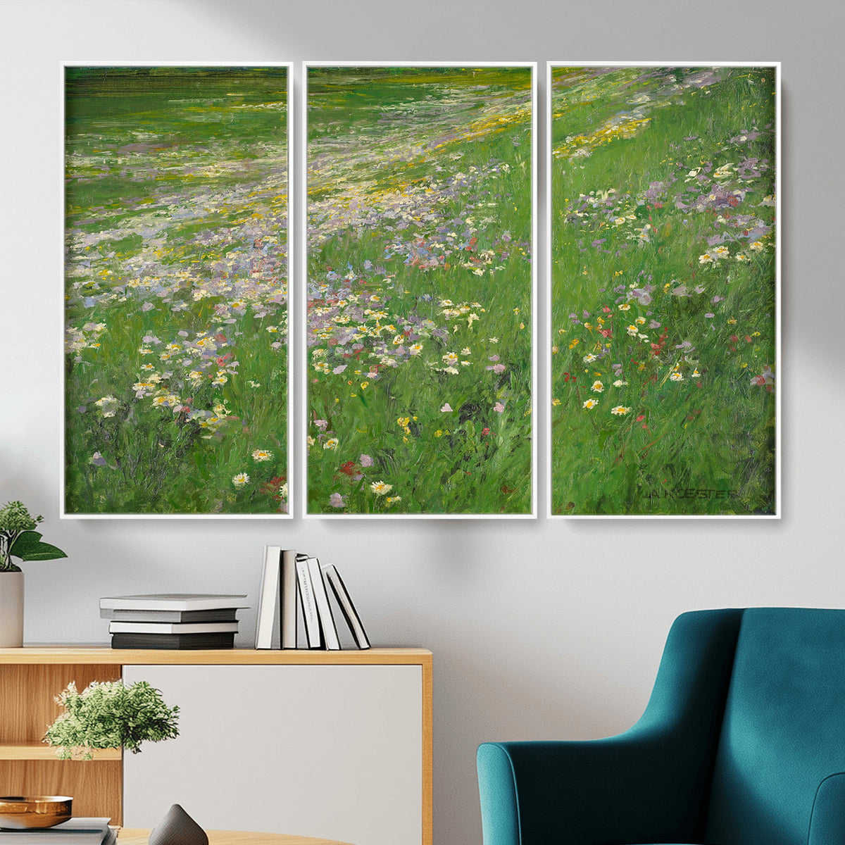 63535040-MGV-CV-36X24 - Alexander Koester Flower Meadow Canvas Wall Art, Vintage Landscape Print