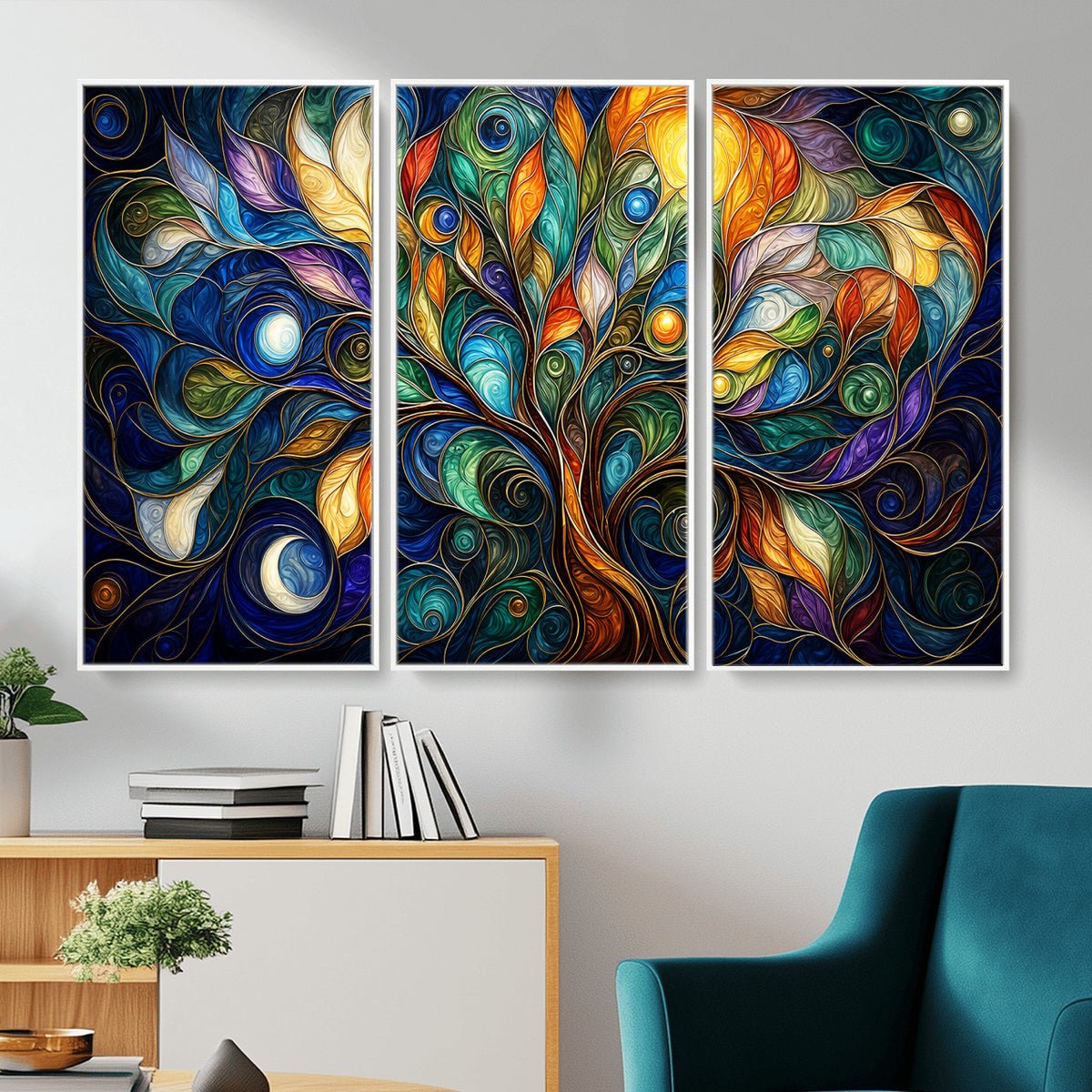 60127105-MGV-CV-36X24 - Psychedelic Tree Of Life Wall Art - Vibrant Swirl Cosmic Nature Decor