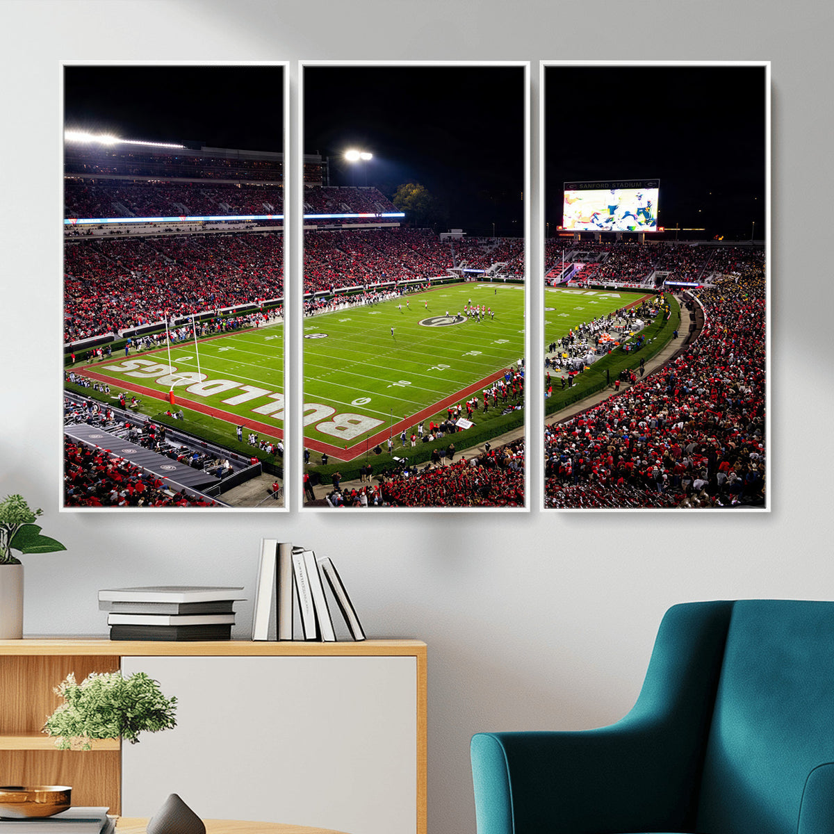 12753057-MGV-TP-30X20 - Sanford Stadium Night Game Canvas Wall Art - Georgia Bulldogs Football Stadium Print
