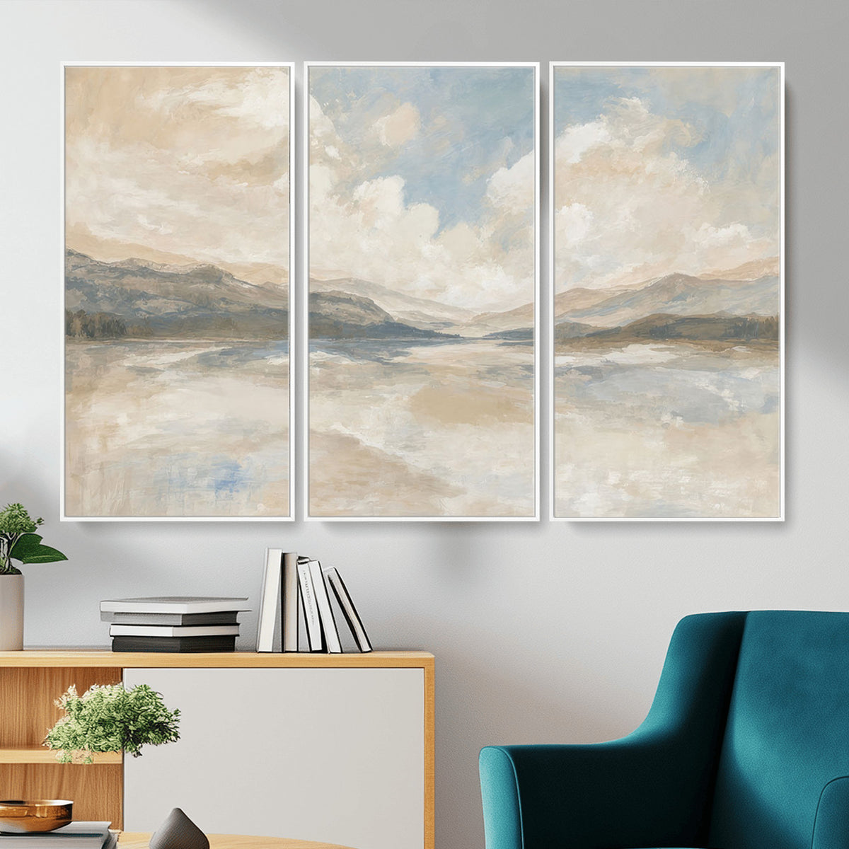 12998065-MGV-CV-36X24 - Serene Mountain and Lake Landscape Canvas Wall Art