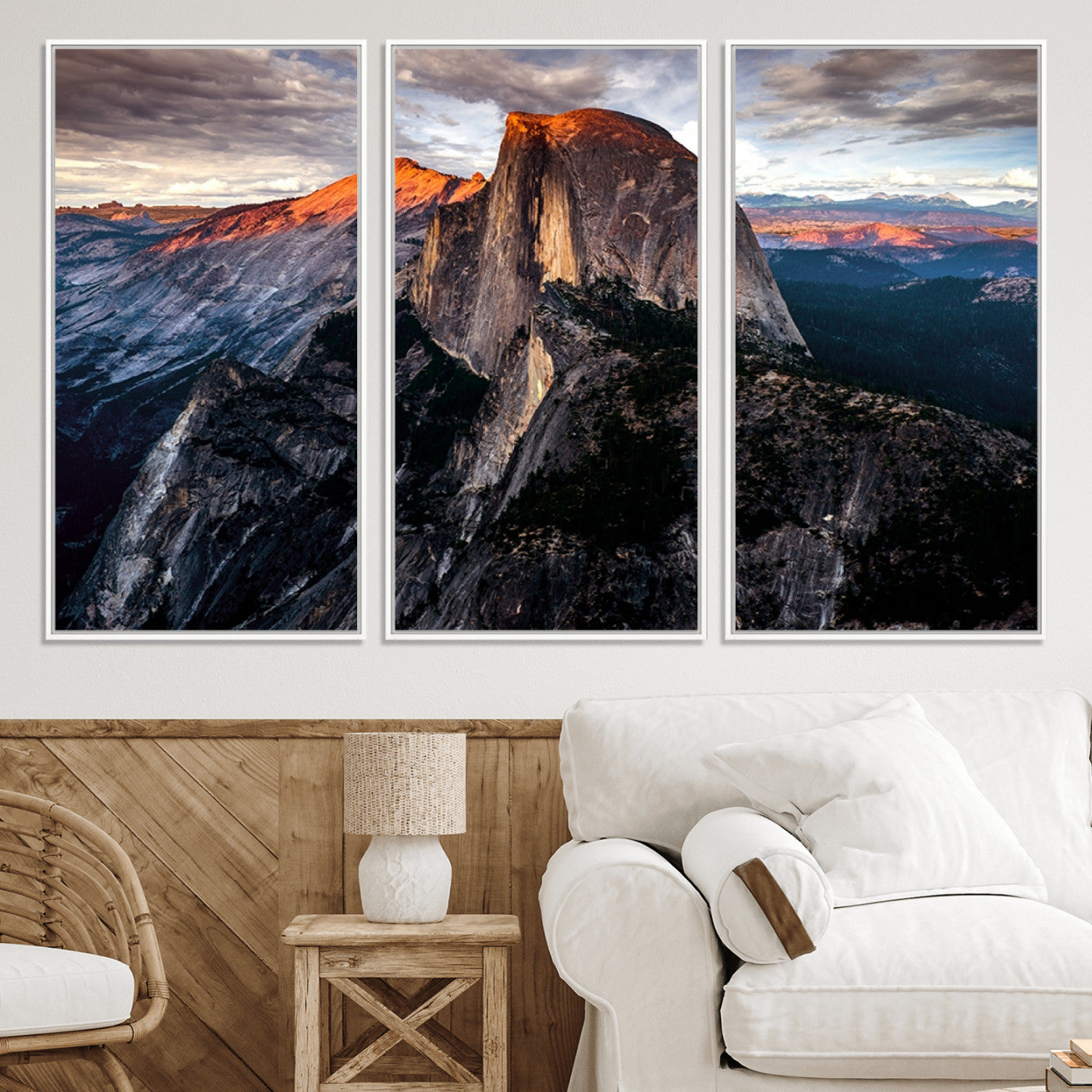 20714-MGV-CV-36X24-Half Dome Wall Art Print - Yosemite Majestic Triptych Landscape Print – National Park Nature Decor for Living Room or Office – Ready to Hang