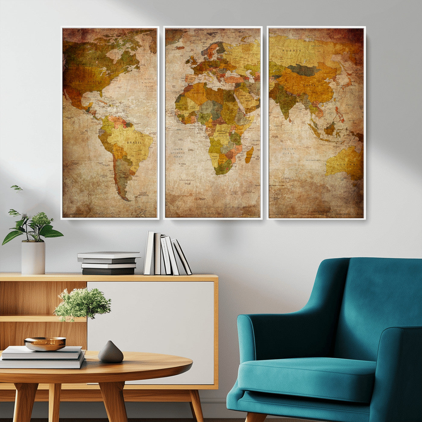 MGV-FC-48X32-3P - Push Pin World Map Canvas Print – Framed Wall Art for Couples to Track Their Travels – Anniversary