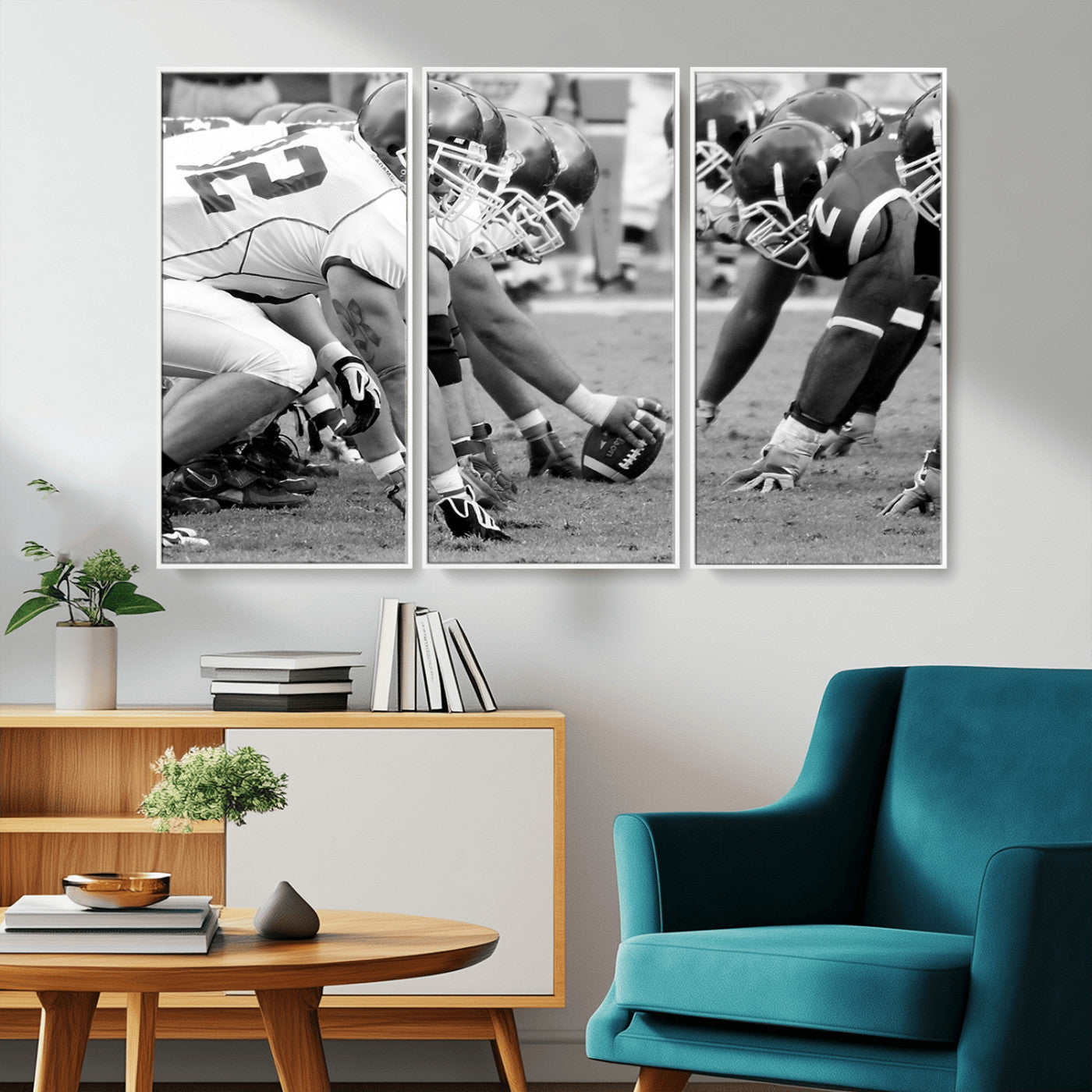MGV-FC-48X32-3P - American Football Player Wall Art Canvas Print