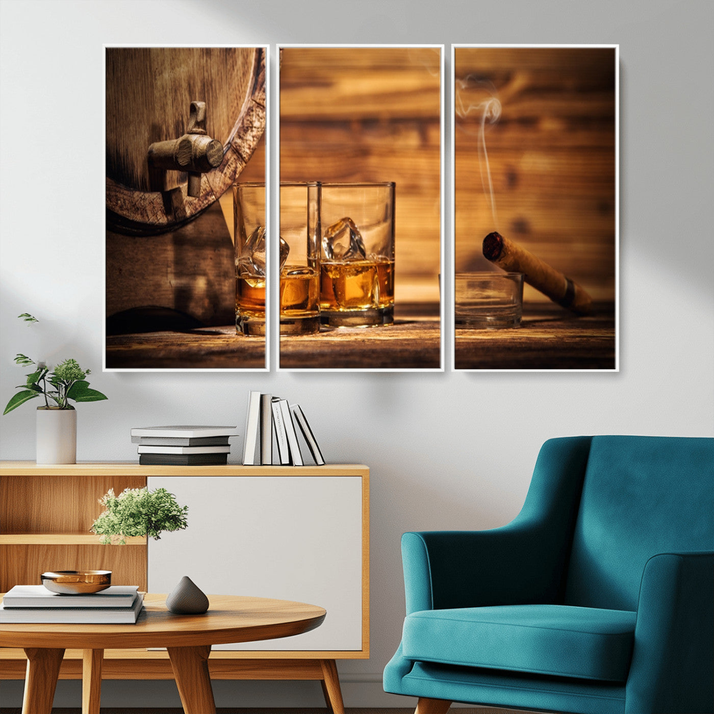 MGV-FC-48X32-3P - Rustic Whiskey and Barrel Canvas Print