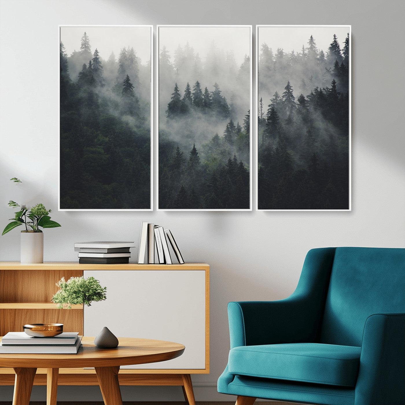 MGV-FC-48X32-3P - Nature Wall Decor - Serene Triptych Nature Print – Woodland Landscape Decor for Living Room or