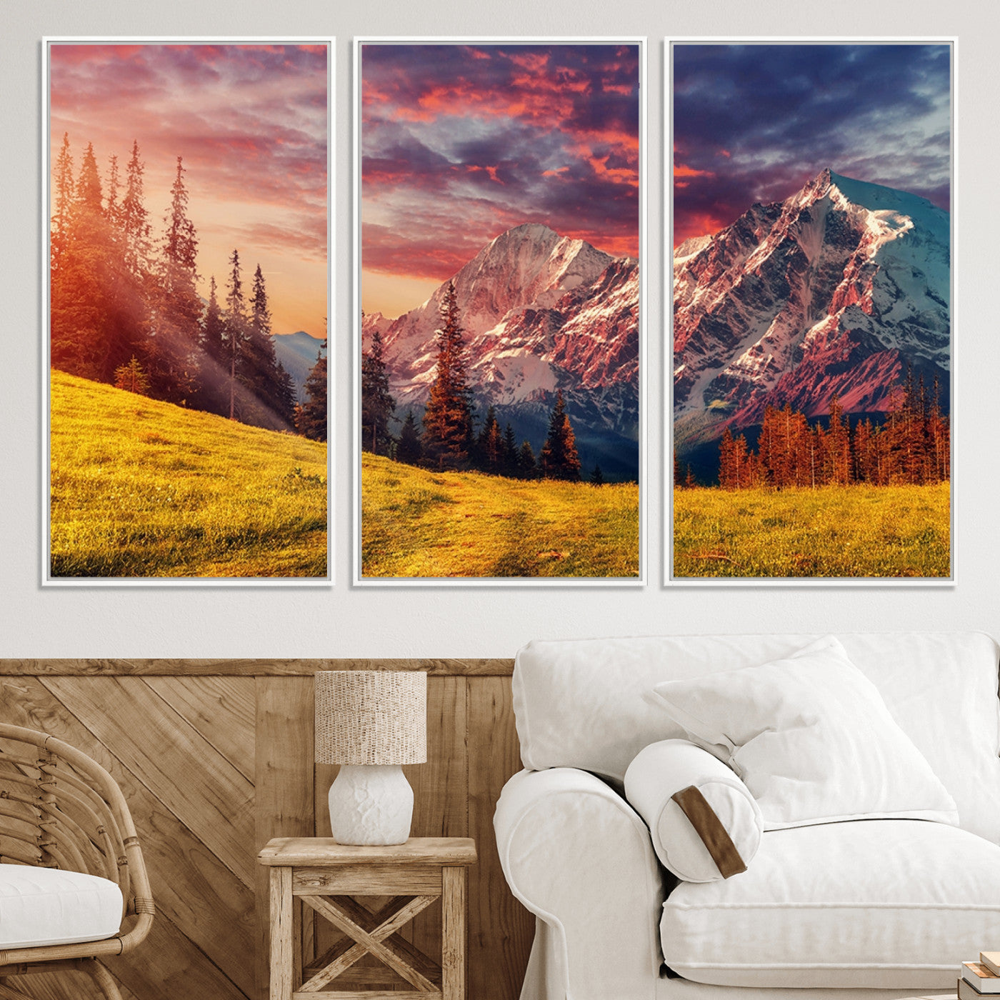 48448-MGV-CV-36X24-Mountain and Daylight Red Sunset Wall Art Canvas Print