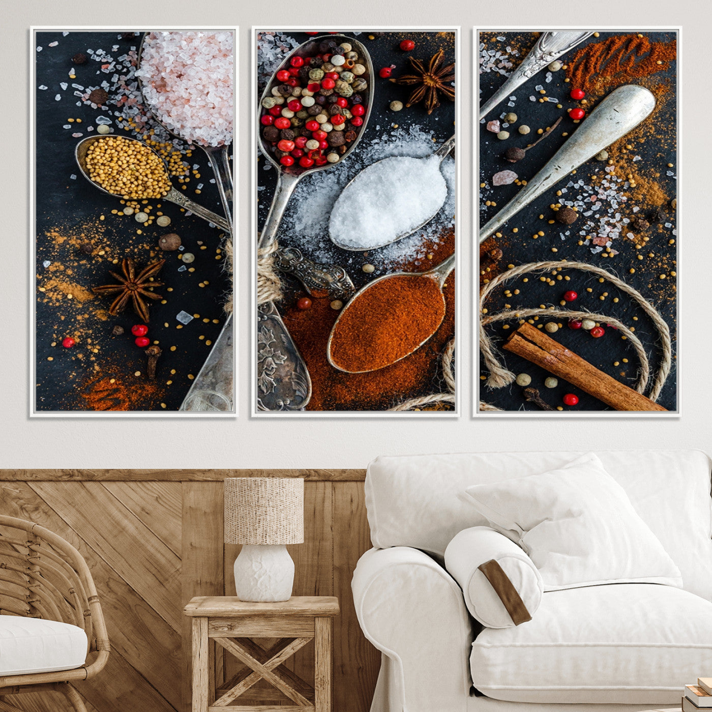 88449-MGV-CV-36X24-Spices and Seasonings Canvas Wall Art – Colorful Triptych Kitchen Decor – Culinary Art for Dining Room – Ready to Hang
