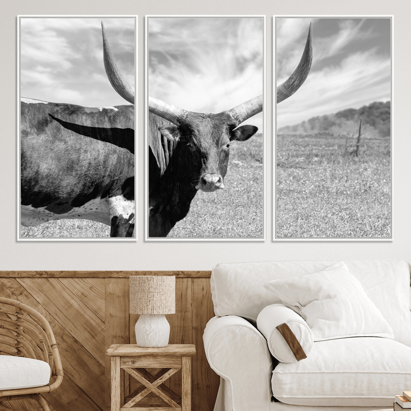 30017-MGV-CV-36X24-Cattle Wall Art Longhorn Cow Canvas Print