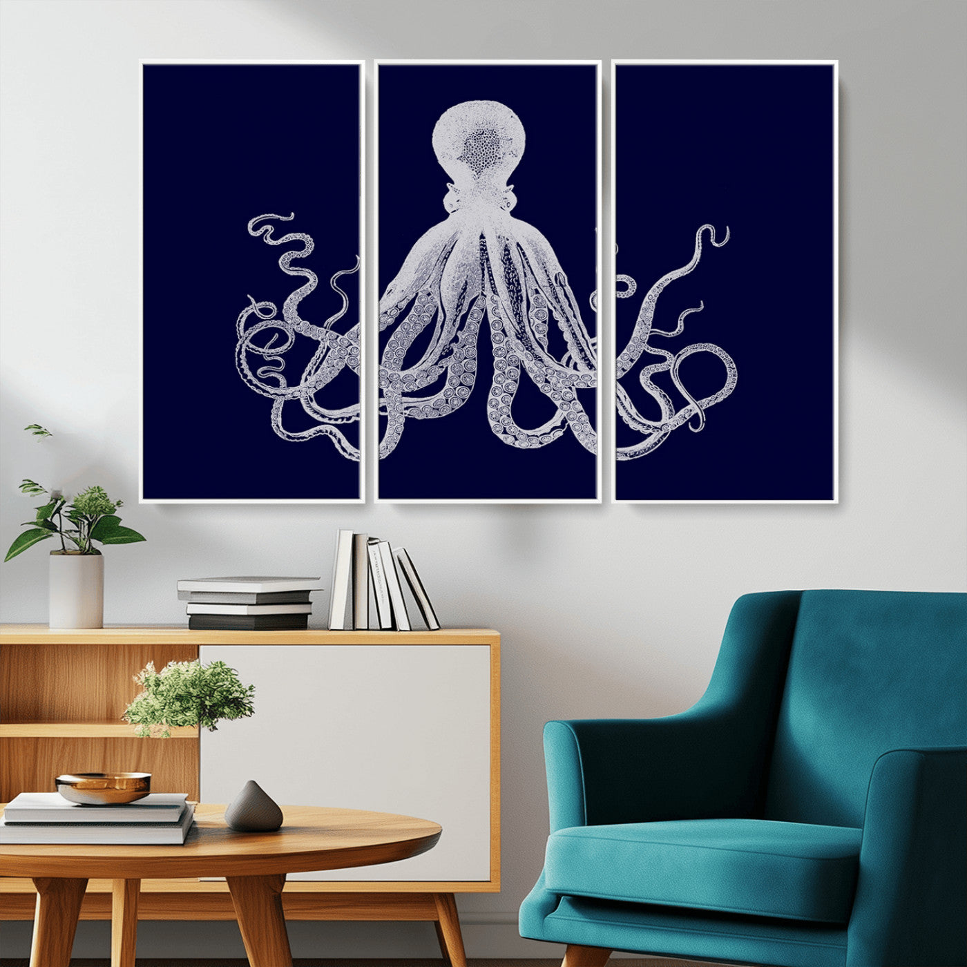 MGV-FC-48X32-3P - Blue Octopus Wall Art Canvas Print