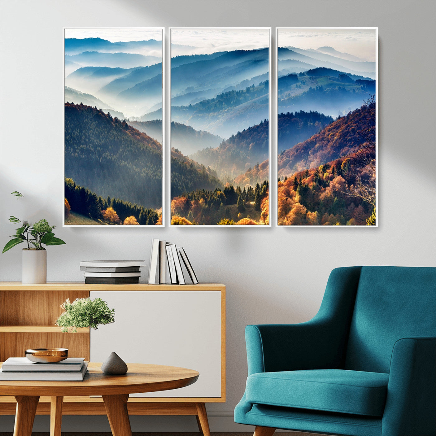 MGV-FC-48X32-3P - Mountains Forest Autumn Wall Art Canvas Print