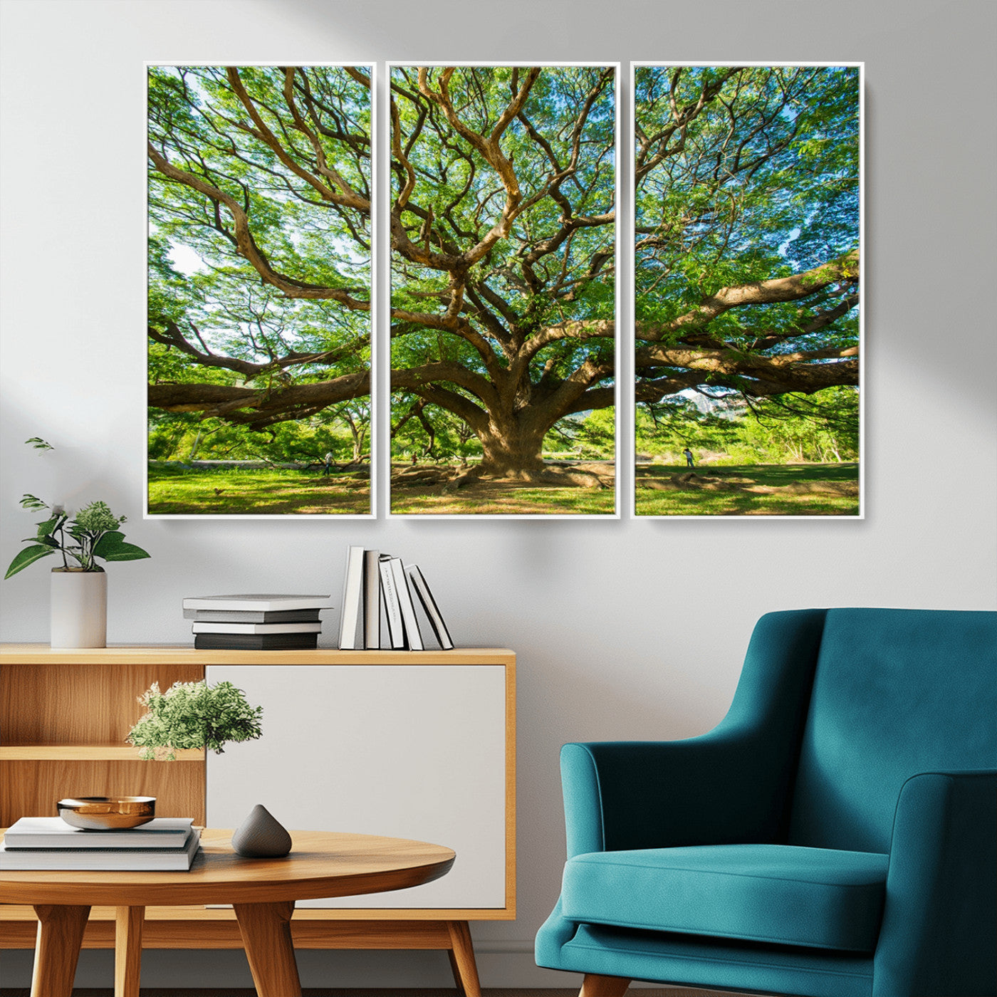 MGV-FC-48X32-3P - Angel Oak Tree Wall Art | Oak Canvas Print | Multi Panel Landscape Wall Art | Ready to Hang Wall Art