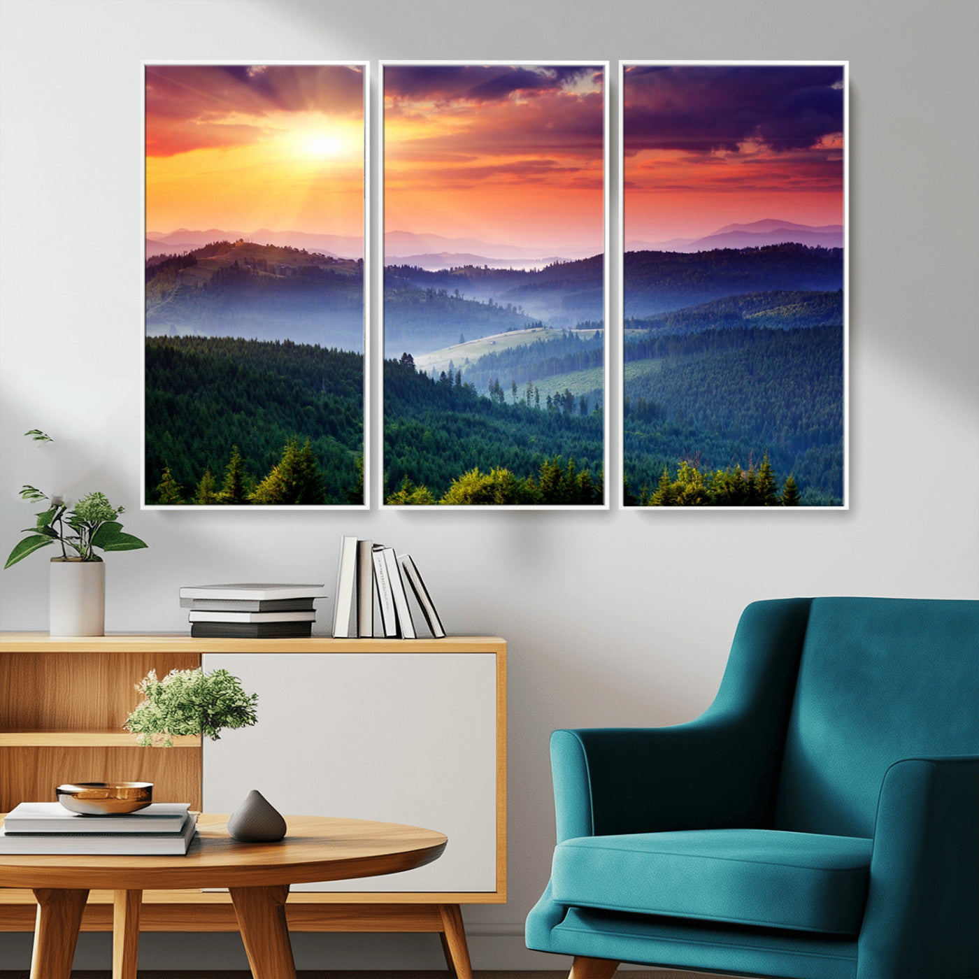 MGV-FC-48X32-3P - Mountain and Sunset Wall Art Canvas Print