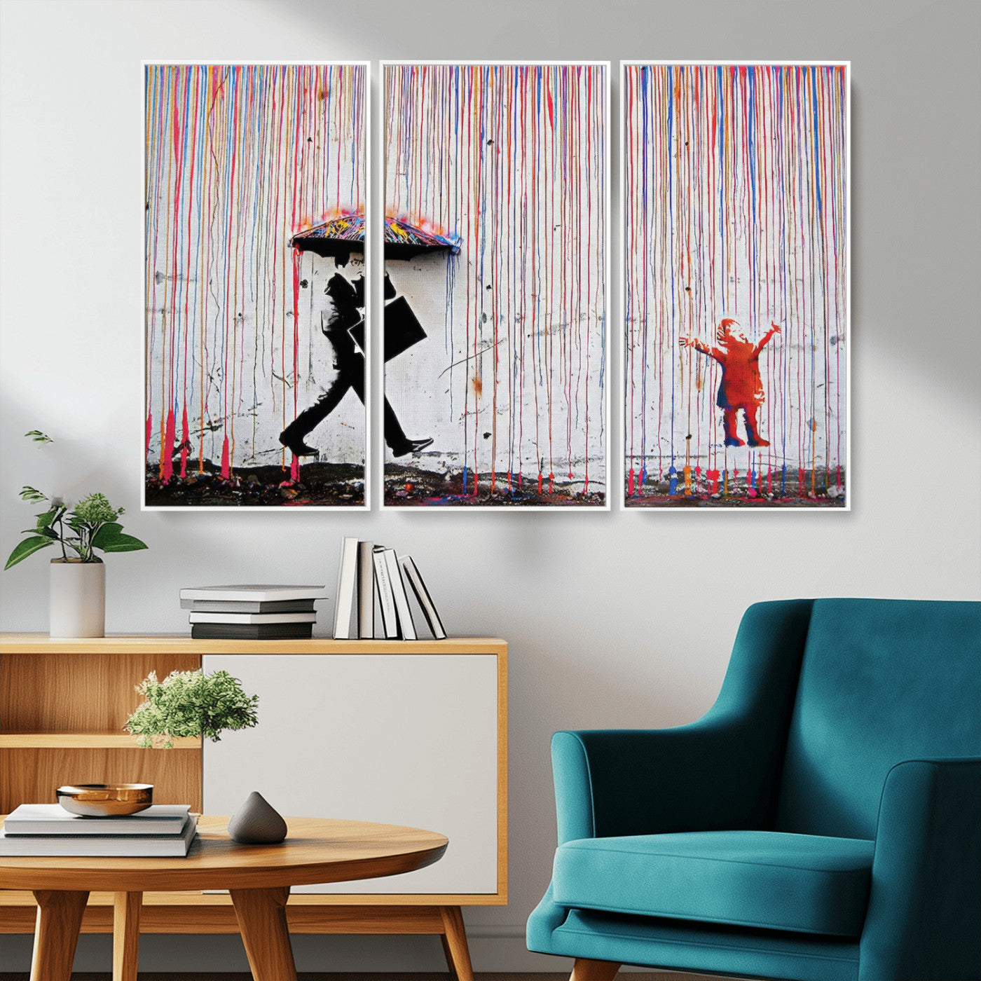 MGV-FC-48X32-3P - Banksy Wall Art Canvas Print, Framed Graffiti Art Picture Print, Banksy Urban Graffiti Perfect Modern Decor Artwork