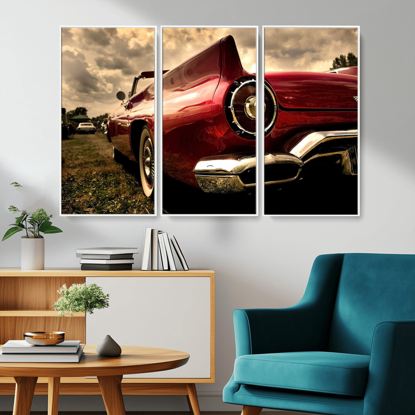 MGV-FC-48X32-3P - Red Classic Car Wall Art Canvas Print