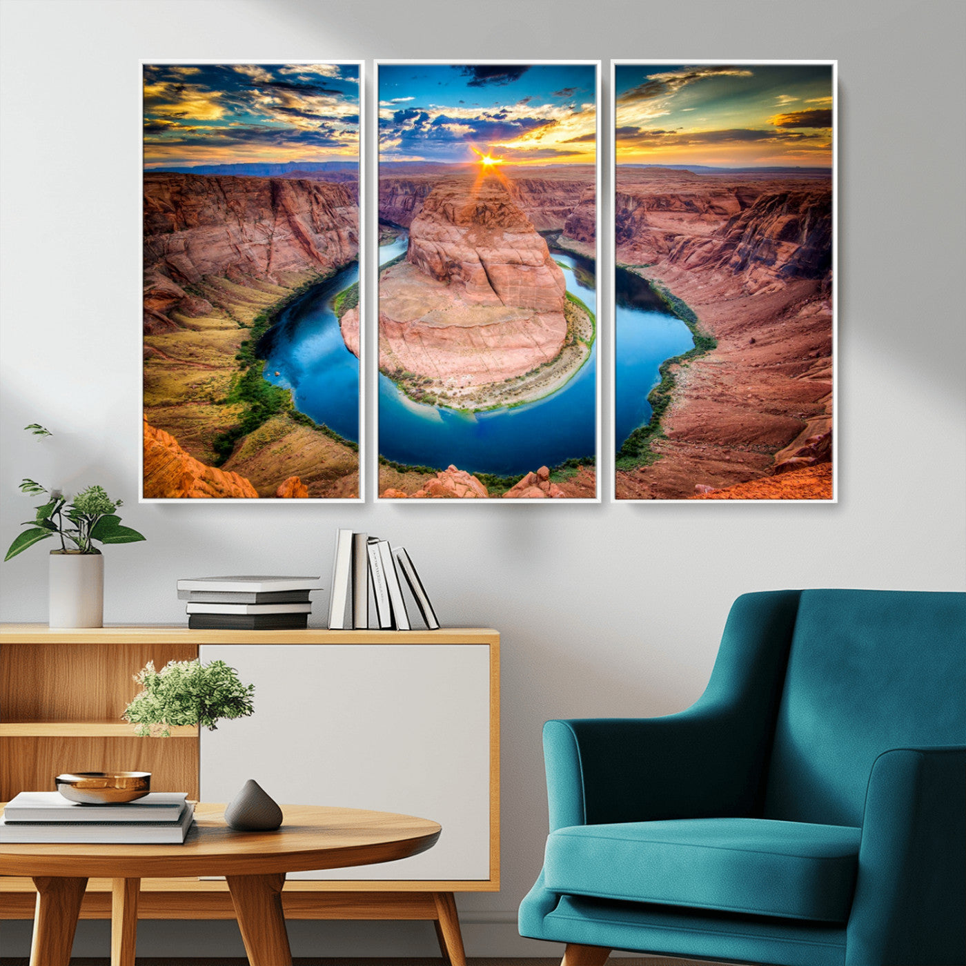 MGV-FC-48X32-3P - Sunset on the Horseshoe Bend Grand Canyon, Horseshoe Bend Grand Canyon Canvas Wall Art Print