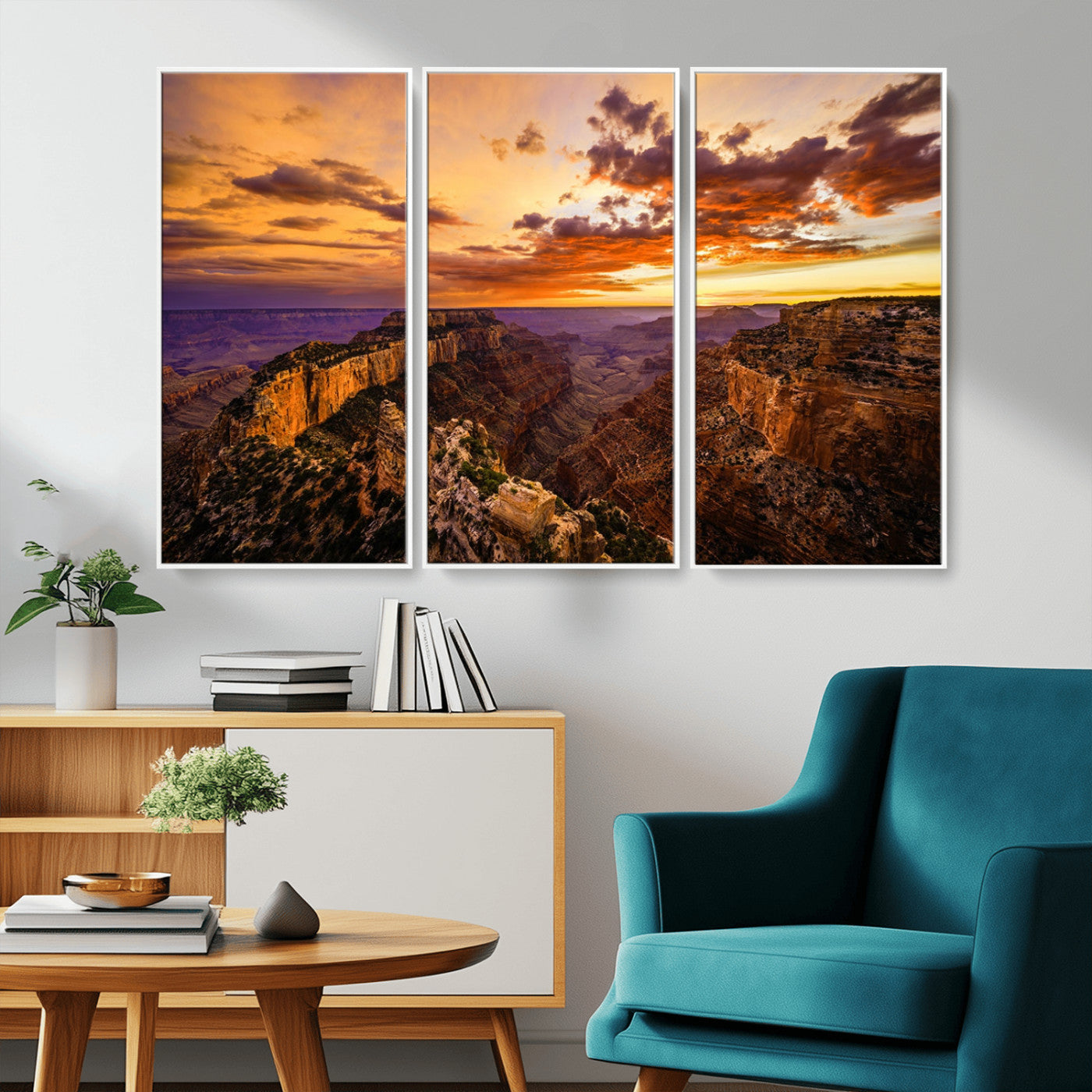 MGV-FC-48X32-3P - Mesmerizing Sunset from Grand Canyon Nal Park Wall Art, Grand Canyon Canvas Print