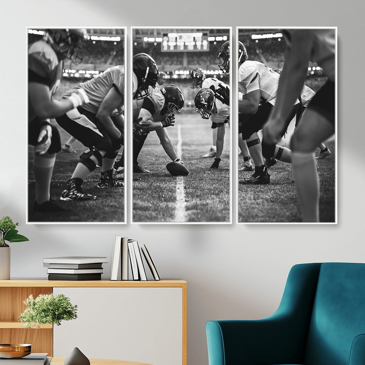 13273-MGV-CV-36X24 - American Football Wall Art Canvas Print Framed Stadium Sport
